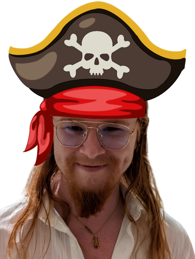 Spencer Benterud, founder of X Tycoon, wearing a pirate hat